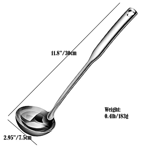 Siaiqiang Soup Ladle,11.8 Inch 18/10 Stainless Steel Heavy Duty Large Gravy Ladle,Kitchen Accessories for Stirring,Soups,Cooking,Sauces,Chili,Stew(1pack)