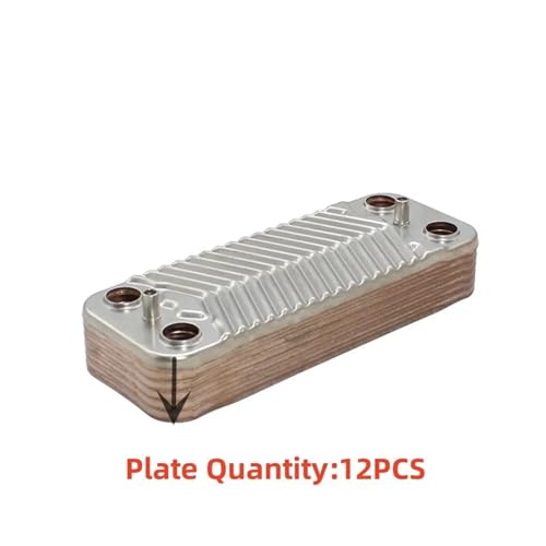 Heat Exchanger,12 Plate Heat Exchanger Beer Wort Chiller Cooler 304 Stainless Steel for Homebrew Cooling Counterflow Chiller Water Heating