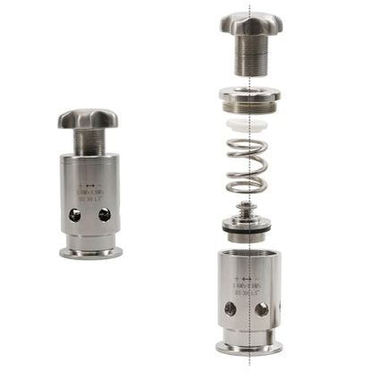 Adjustable Pressure Relief Valve Tri Clamp 1.5" - 0-0.3MPa Stainless Steel 304 Vacuum Breaker for Homebrew Conical Fermenters