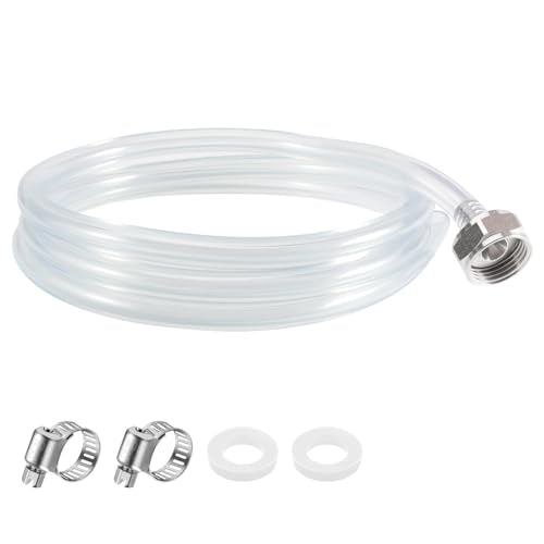 MRbrew Draft Beer Line with Barb Connector, Kegerator Accessory Kit Beer tower Brewing Tubing Hose, 5 Feet Clear Vinyl Tubing Draft Beer Dispensing 3/16" ID 7/16" OD Tubing Hose for Beer Tap D Coupler
