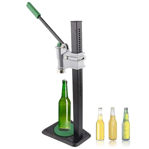 Manual Bottle Capper Tool For Home Brewing, Beer Glass Bottle Capping Machine, Metal Easy Action Bench Bottle Capper, Adjustable Height Bottle Cap Sealer, Green, Beer Cap Sealing