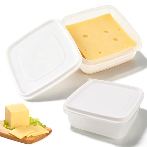 2Pack Sliced Cheese Container for Fridge, Clear Butter Block Cheese Slice Storage Box, Keeps Cheeses Fresh Longer and Delicious, Refrigerator Organizer for Food Grated Cheese-Singles (L-2PCS) - size: L-2PCS