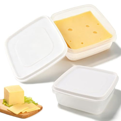 Cheese Storage Containers 2Pack, 650ml Airtight Cheese Holder | 650ml Each, 5.3 x 5.3 x 2 In, Fridge And Freezer Safe, Dishwasher Safe, For Cheese Butter Deli Meat