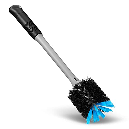MOSOLAN 2-in-1 Water Bottle Brush and Straw Cleaner Brush, Long Handle Water Bottle Scrubbing Brush for Water Bottles, Glasswares, Mugs, Flasks, Tumblers and Kitchen Sink, Black, 1 Pack - color: Black, size: 1 Count (Pack of 1)