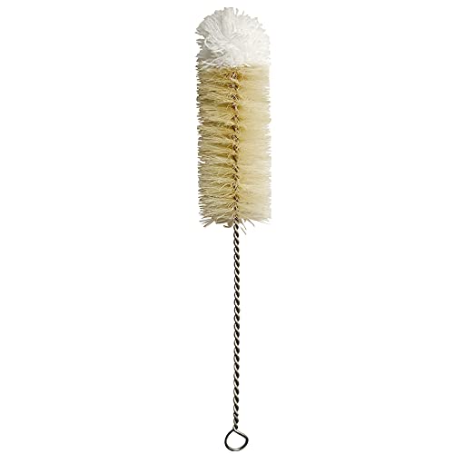 NewFerU Stainless Steel Soda Bottle Cleaning Brush in Natural Boar Bristle Wool Tip Long Handle, Flexible Bendable Thick Wire Cleaner for Narrow Neck Water Baby Bottles Straw Pipe Tube Flask (Big) - color: Big
