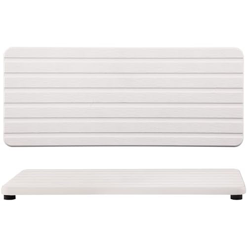 NiuYichee 2 PCS Water Absorbent diatomite Coasters, 9.5" x 4" Water Absorbing Stone Tray for Sink, Stone Drying mat for Kitchen Counter, Stone soap Tray Used for Hand Soaps & toiletries & Plants - color: White, size: 9.5 x 4 inches