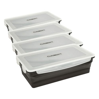 Cuisinart XL Collapsible Marinating Container, Large Capacity Grill Accessories Perfect for BBQs and Tailgates, Marinade and Brining Prep, Collapsible Silicone for Easy Storage (Pack of 4) - size: (Pack of 4)