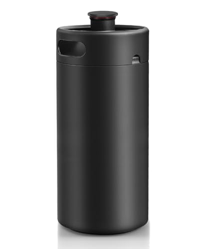 128 OZ- Hgkeke Mini Keg Growler 304 Stainless Steel Mini Keg Matte Black Powder Coated Portable Beer Growler Pressurized Growler Keep Beverage Fresh Keeg Beer Fresh for Homebrew - color: Black