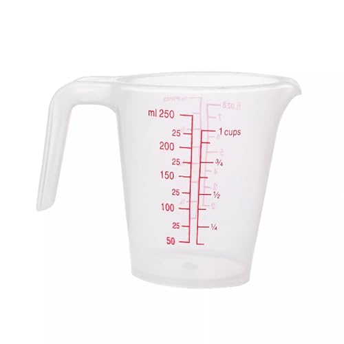 Plastic Measuring Cup 2Pcs 250/500ML Measuring Mug 8/16oz with Handle Graduated Pitcher for Baking Flour Oil Powder Cooking Kitchen Measure Container (250+500ML) - color: 250+500ML
