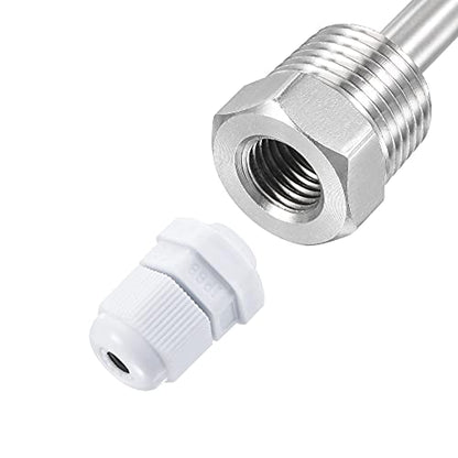 uxcell 8mm Dia G1/2 Thermowell Weldless Stainless Steel 304 with Cable Gland 100mm Length for Beer Fermenter, White - color: White, size: G1/2 x 100mm