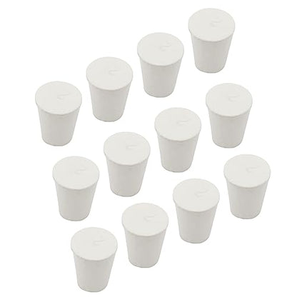 12 Pack Size 2# Solid Rubber Stoppers, Tapered Lab Seal Tube Stopper Plug, 20x15x26mm (White) - color: White, size: 2#