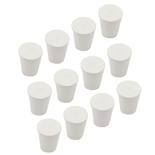 12 Pack Size 2# Solid Rubber Stoppers, Tapered Lab Seal Tube Stopper Plug, 20x15x26mm (White) - color: White, size: 2#