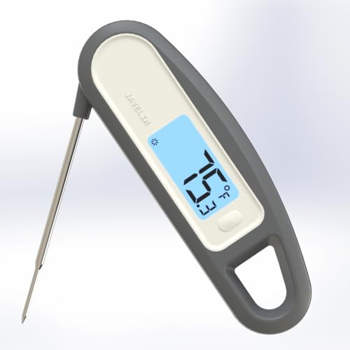 Lavatools PT12B Javelin 2 Ultra Fast Digital Instant Read Meat Thermometer for Grill and Cooking, 3" Probe, Compact Foldable Design, 1.5" Backlight Display, Water Resistant-Sesame - color: Sesame