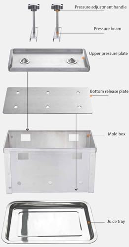 Heavy-Duty Stainless Steel Cheese & Tofu Press with Drip Tray - Adjustable Pressure, 2kg Capacity for Cheese Making, Perfect Kitchen Tool for Homemade Paneer 1kg - size: 1kg