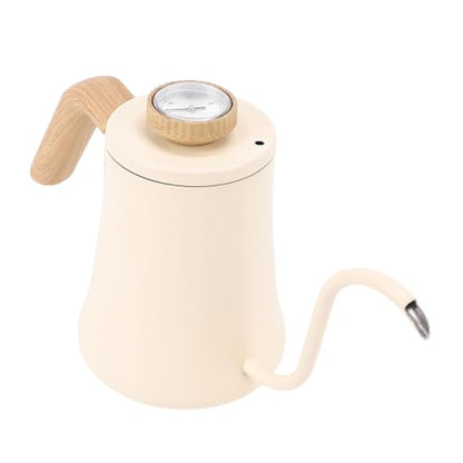 Electric Gooseneck Kettle, 304 Stainless Steel Pour Over Coffee Kettle 600ml with Integrated Thermometer, Quick Heating Water Boiler for Coffee Tea Camping Home Use