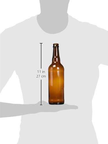 FastRack Beer Bottles Amber Glass Longneck Bottles for Home Brewing 22 oz - Crown Cap Refillable Beer Bottles Food Grade – ECO Friendly Proudly Made in the USA, Brown, Pack of 12 - size: 22 Ounces