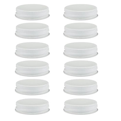 Metal Growler Caps For 1-Gallon & 1/2-Gal Sized Glass Growler Jugs - 1.5" (38mm) Dia, Made in USA - Beer/Kombucha/Homebrew Bottle - Food Grade Lid w/Continuous Thread & Plastisol Liner (12 Pack) - color: White