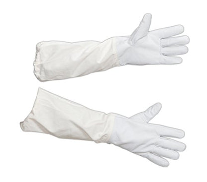 Goatskin Leather Beekeeper's Glove with Long Canvas Sleeve & Elastic Cuff.(Medium) - size: Medium (Pack of 1)