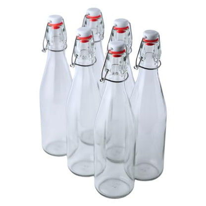 FastRack Swing Top Glass Bottles |33 oz – Pack of 6 | Clear Flip Top Glass Bottles for Home Brewing, Carbonated Drinks, Kombucha, Fermentation, Water | Food Grade – ECO Friendly - size: 6 Pack