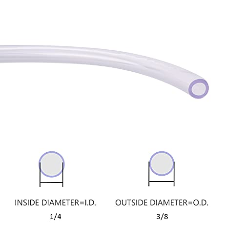 DERNORD PVC Tubing 1/4"ID X 3/8"OD Flexible Clear Vinyl Hose 25 Feet for Food Grade - size: 25 Feet, style: 1/4"ID X 3/8"OD