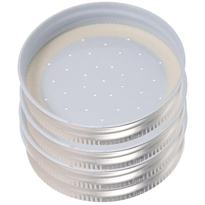 INOOMP 4pcs Bee Entrance Feeders Beehive Feeder Bee Drinking Tool Set Perforated Metal Mason Jar Lids Waterer Honey Bee Beekeeping Equipment