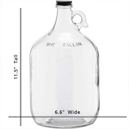 1 Gallon (128 oz) Clear Glass Jugs (Pack of 6) With 38mm Cap with Pack of 6 Clear 16-20oz Growlers with Flip Top Airtight Silicone Seal For Beverages - color: 6 Clear Jug & 6 Clear Growlers