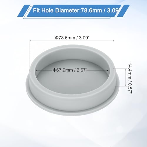 uxcell Silicone Rubber Plug, High Temp Round Hole Plug Waterproof Rubber Stopper Pipe End Caps Fit 78.6mm/3.09" for Bathtub Bottle Sealing, Grey - size: 78.6mm/3.09"
