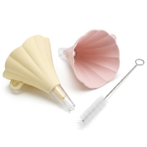 Small Funnels for Filling Small Bottles, 2-Pack Portable Food Grade Kitchen Funnel Set with 304 Stainless Steel Cleaning Brush, Flask Funnel for Transferring Liquid, Spices & Powder - color: color2