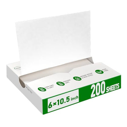 EcoDispose Precut POP UP Deli Paper Sheet Pack of 200, Interfolded Heavy Paper for Food Wrap and Serving (6" x 10-1/2", White） - color: White, size: 6“x10.5”inch