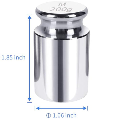 QP Calibration Weights, 200 Gram OIML Class M1 High Precision Scale Weights, Stainless Steel Gram Weights, Chrome Finish, Scale Calibration Weights for Digital Scale, Kitchen Scale, Pocket Scale - size: 200g