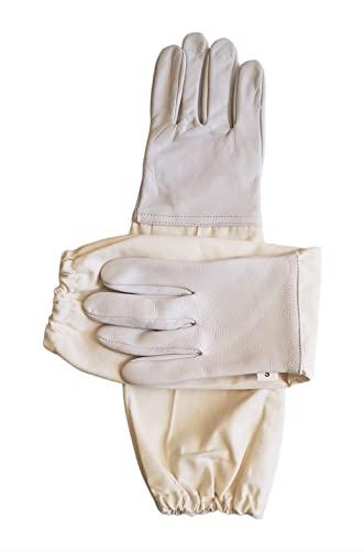 Children Goatskin Leather Beekeeper's Glove with Long Canvas Sleeve and Elastic Cuff