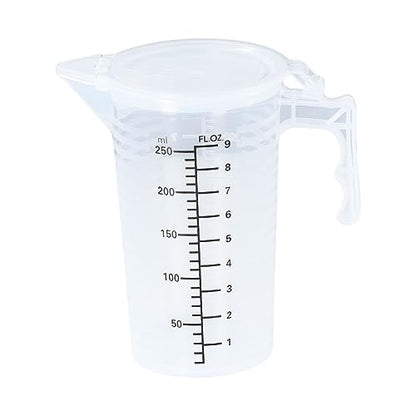 250 ML Plastic Measuring Cup with Lid,Large Capacity Measuring Container with Handle and Pour Spout Kitchen Cooking Pastry Baking Accessories
