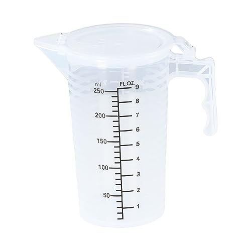 250 ML Plastic Measuring Cup with Lid,Large Capacity Measuring Container with Handle and Pour Spout Kitchen Cooking Pastry Baking Accessories