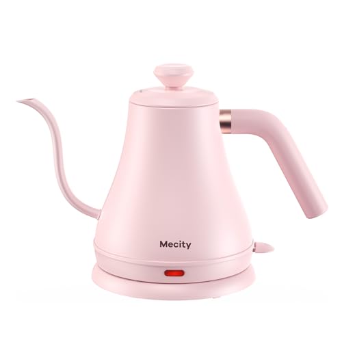 Mecity Electric Kettle Gooseneck Water Kettle Stainless Steel Tea Kettle Water Boiler Fast Heating, Auto Shut Off, 27 fl oz, 1000W, Pink - color: Pink