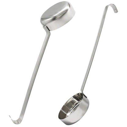 Bivethoi 2Pcs 3 oz 10.55" Stainless Steel Pizza Sauce Spoon | Long Handle, Flat Ladle Design, Measuring Scoop, For Stirring/Portioning/Serving Soups - size: 2 Pack