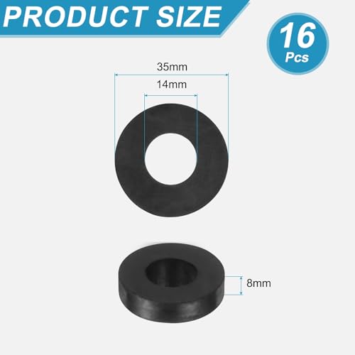 uxcell 16 Pcs Rubber Spacers 35mm OD x 14mm ID x 8mm Height Round Anti Vibration Spacer Rubber Bushing Grommets - size: 35mm OD x 14mm ID x 8mm Height
