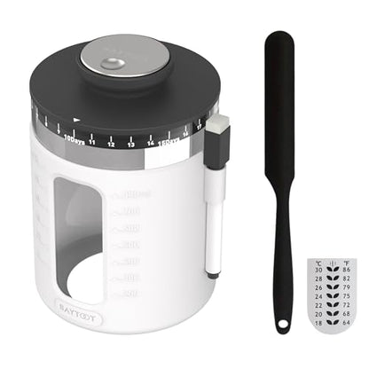 Sourdough Starter Jar Kit 33oz – Wide Mouth Sourdough Fermentation Jar, Upgraded 2026 Sour dough Container Reinforced Thick Glass Base, Airflow Lid, Feeding Tracker & Thermometer (White) - color: white