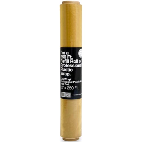 ChicWrap Professional Grade Plastic Wrap Refill Roll - 12 Inch X 250 Feet - Professional Grade Plastic Wrap - BPA Free and Kosher Certified - Reduces Waste & Saves Money