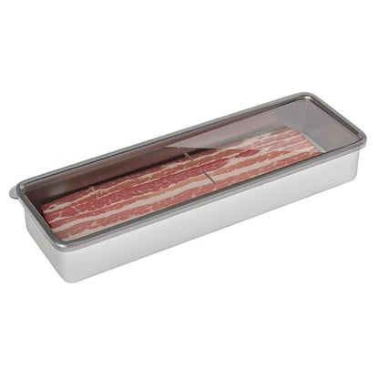 Yeasing Stainless Steel Airtight Cheese Container with Lid - Bacon Holder, 10.5 Inches Long