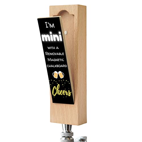 Beer Tap Handle with Removable Chalkboard - Mini 5.5 Inch Beech Wooden Tap Handle with a Convenient Removable Magnetic Chalkboard for Kegerators, Bar Taps, Homebrewers, and Draft Beer, by Gonbae