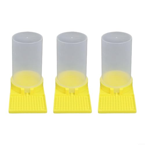 3 Pack Bee Water Feeder with Plastic Basin, Hive Entrance Drinker for Honey Bees, Easy Fill Wild Bird & House Accessory, Yellow Equipment for Garden Yard Outdoor Living