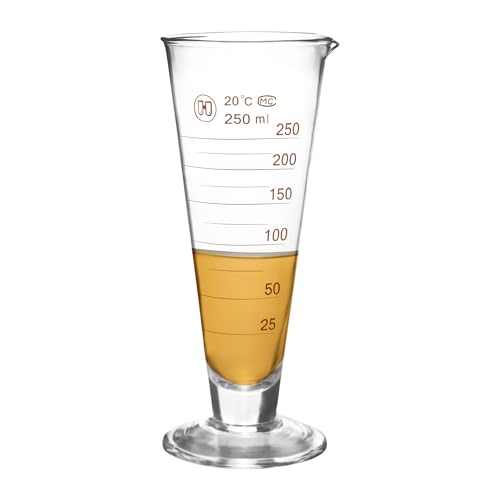 Professional Lab Graduated Measuring Cup with Spout 250ml Wide Mouth Glass Conical Beaker Thickened Borosilicate Beaker Heat Resistant (250ml) Transparent - size: 250ml