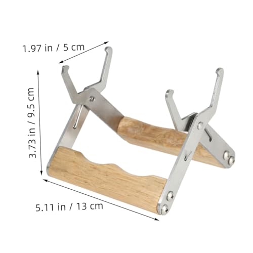 SEWACC 4pcs Beekeeping Hive Frame Gripper and Beehive Frame Holder with Wood Handle Stainless Steel Clamp Tool for Hive Inspection and Honey Harvesting