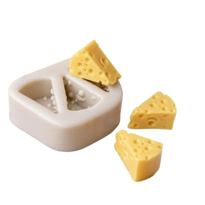 Mini Triangle Cheese Silicone Mold – 3-Cavity Cute Craft Tray for Soap, Wax, Plaster & Candle Making – Small Swiss Cheese Shape Mold for DIY Crafts - size: Cheese (Mini 3-Cavity)