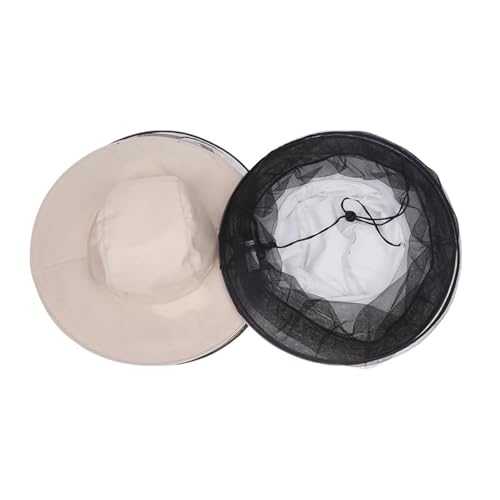Beekeeping Hat 2pcs Beekeeping Hat with Hidden Net Mesh Repellent Bee Protection Men Women Outdoor Sunscreen Fishing Cap(Gray) - color: GRAY