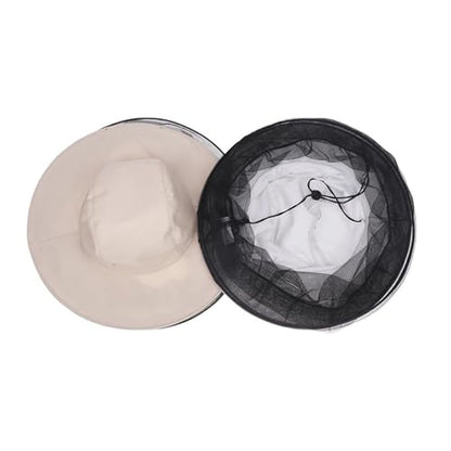 Beekeeping Hat 2pcs Beekeeping Hat with Hidden Net Mesh Repellent Bee Protection Men Women Outdoor Sunscreen Fishing Cap(Gray) - color: GRAY