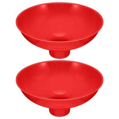 Vesici Extra Large Wide Mouth Funnel 2.5" x 10" Multi Purpose Filling Funnel Plastic Reusable for Water Softener Resin Tanks Carbon Media Jar Filling Use(Red,2 Pack) - color: Red