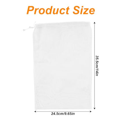 8 Pcs Fine Mesh Strainer Bags, 14x9.65in Quality Reusable Nylon Nut Milk Bag High-Density 200 Micron Filter with Drawstring Food-Safe Cheesecloth for Straining Cheese Juicing Tea Coffee Yogurt Tofu