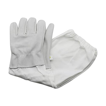 Goatskin Leather Beekeeper's Gloves with Ventilated Long Sleeves Elastic Cuffs Beekeeper Protected Gloves Beekeeping (Color : Beige, Size : X-Large) - color: Beige