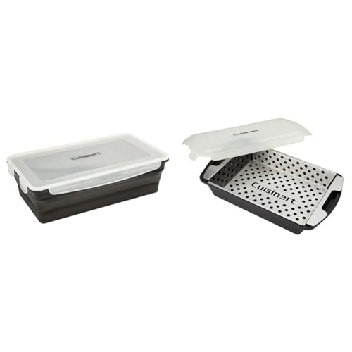 Cuisinart CMT-100 XL Collapsible Marinade Container, Black & CMT-200 Marinade Basket Set Grilling